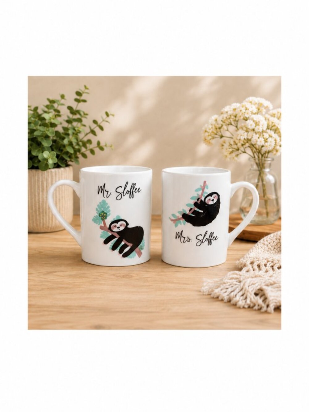 Mr & Mrs Sloffee Sloth coffee mugs set of 2